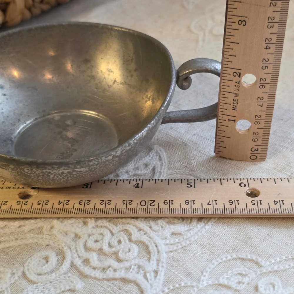 Preisner Pewter Porringer Bowl 2162 Silver Vintage Handled cup Trinket Dish 4.5